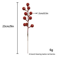Ensemble de baies rouges simulées 12 pièces Arbre d'argent rouge de Noël Cordes à fruits Écologique Étanche Accessoires de décoration pour la maison Usine