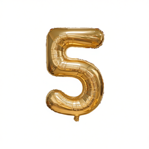 Globo de aluminio dorado con el número 5 para fiestas, decoración para fiestas de cumpleaños, celebraciones - Product Image 1
