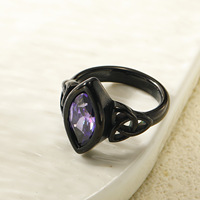 Bague d'éternité en acier inoxydable étanche avec nœud celtique rétro et zircon incrusté, pour femme