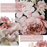 Ensemble de literie élégant floral rose couette légère toutes saisons 7 pièces sac de lit noir drap plat draps housses taies d'oreiller