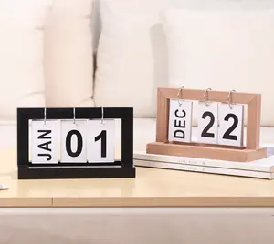INS Wooden Page Turning Calendar Desk Calendar Desktop Office Decoration