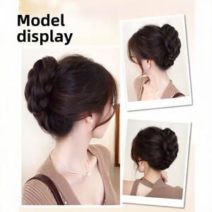 Perruque Chignon Rond pour Femme, Chignon Tressé Haute Qualité, Outil pour Coiffure Bouclée, Utilisation à l'Arrière <span class=keywords><strong>de</strong></span> la Tête, Fil Haute Température, Modèle OMBRE 7134A - Product Image 2