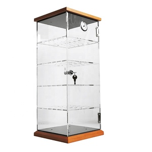 New Arrival Humidor Counter Top Acrylic Cigar Display Cabinet With Wood Base