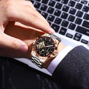 Poedagar 1415 Montre automatique mécanique pour homme en acier inoxydable original, bracelet en acier inoxydable, étanche 3 ATM - Product Image 6