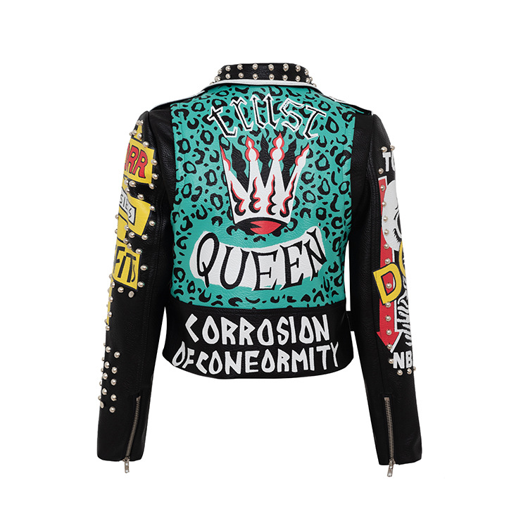 Shop Our 2021 Punk Motorcycle Suit Jackets with Graffiti Print