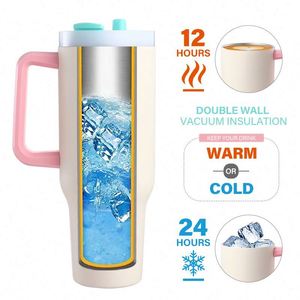 BPA Free Double Wall Vacuum Cups <b>With</b> Logo Custom Logo Printed <b>Flask</b> Mugs 40Oz Tumbler <b>With</b> Handle - Product Image 4