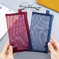 Estuche Transparente Personalizado para Almacenamiento, Bolsa de Malla Suave para Material Escolar, Caja de Papelería para Exámenes, Estuche para Lápices