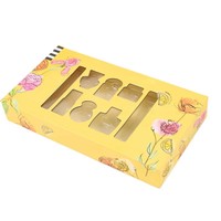 Caja de Regalo de Papel Reciclable Amarillo de Alta Calidad con Logotipo Personalizado, Ventana de PET, Grabado en Relieve y Laminado Mate para Juguetes Pequeños