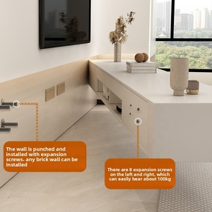 Set Mobile TV Sospeso e Tavolino Moderno Semplice in Stile Nordico Arredamento in Legno <span class=keywords><strong>Laccato</strong></span> <span class=keywords><strong>Bianco</strong></span> per <span class=keywords><strong>Soggiorno</strong></span> - Product Image 3