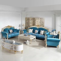 Canapé en tissu incrusté de coquillages de style palais antique français, ensemble de table basse en bois massif de chêne européen sculpté, meubles de salon