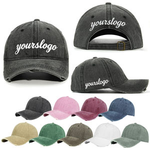 Yeni yıkanmış delik beyzbol kırmızı renk yıkanmış sıkıntılı baba şapka eski kırık kenar yumuşak üst Retro siyah sıkıntılı baba şapka - Product Image 1