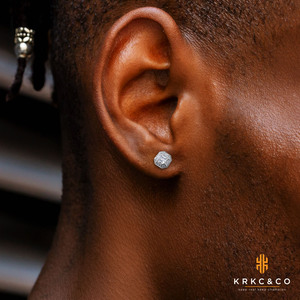 KRKC Bán Buôn 5A Cubic Zirconia 14K Thật Mạ Vàng 925 Sterling Silver Men Kim Cương Stud Earrings Aretes - Product Image 6