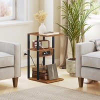 Petite table d'appoint en métal brun rustique moderne 2 prises de ports USB petits espaces-Table de chevet en gros d'usine de salon de canapé