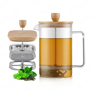 Hot Sale Colored Borosilicate Glass French Press Coffee Maker Tea Press Pot Glass Coffee Mug Plunger Cafetiere for Home