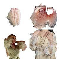 Ruban en tissu fait main 2 plis avec franges et garniture en plumes d'autruche pour loisirs créatifs, vêtements, robes, costumes, accessoires de chaussures et fêtes