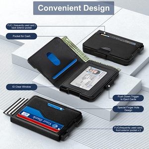 Carteira Minimalista de Couro Genuíno para Homens, Luxuosa e Slim, Porta-Cartões com Bloqueio RFID e Design de Múltiplos Compartimentos, Carteira POP-up - Product Image 2