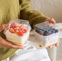 Boîte à dessert jetable transparente de haute qualité en plastique PET, alimentaire, avec couvercle, pour sushi, pizza, hamburger, contenants à emporter