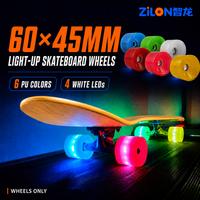 Ruedas de Skateboard con Luz de Inducción Magnética de 60x45mm con Logotipo Personalizado, 4 LED Blancos, Ruedas de PU Ligeras para Cruiser, Alta Velocidad, Portátiles