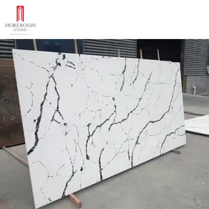 Badezimmer Waschtisch platte Kunst marmor Kunden spezifische weiße Farbe Quarz stein 3200x1600mm
