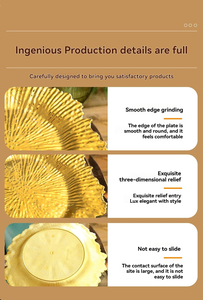 13 في الشعاب المرجانية ديكور بلاستيكي ذهبي من المعدن لتناول العشاء حفلات الزفاف حافة مكشكشة - Product Image 4