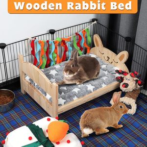 Cama Grande <span class=keywords><strong>de</strong></span> Madera para Conejos, Cama Plegable 2 en 1 para Mascotas con Cojín Extraíble, Cama para Animales Pequeños como Conejos, Conejillos <span class=keywords><strong>de</strong></span> Indias - Product Image 3