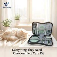 Kit de toilettage pour animaux de compagnie, 8 pièces, brosse pour chien et chat, peigne, coupe-ongles, ciseaux, étui, vert sauge, professionnel, pour la maison, les voyages, portable