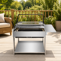 Barbecue au charbon de bois de 1100 mm de hauteur avec grille inclinable, étagère à condiments et grille inférieure inclinable