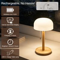 Lampe de table LED en bambou naturel, rechargeable, portable, éclairage ambiant 3 couleurs pour chambre à coucher, salon, hôtel
