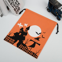Sac à dos à cordon d'Halloween, imprimé maison hantée, fantôme, chauve-souris, sac à bonbons pour la fête de Halloween, sac de rangement à cordon pour enfants