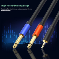 Câble adaptateur audio 3,5 mm vers double 6,5 mm avec conducteur OFC, longueur 1 m - Jack mono vers jack stéréo pour utilisation avec microphone