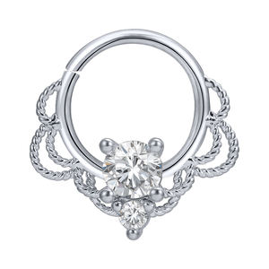 Poennis แหวนปิดจมูกรูปหัวกะโหลก, แหวนติดผนังปิดจมูกทำจากเพทายประกายเพชร9เม็ด - Product Image 3