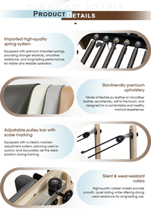 Lettino Pilates in Rovere Massiccio con Molle Regolabili Silenziose, Macchina Reformer a Binario Completo, Attrezzatura Professionale per Studio di Grado Commerciale - Product Image 6