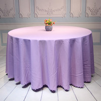 Nappe Ronde Moderne Simple en Polyester à Couche Unique avec Bord Festonné pour Mariage, Banquet, Hôtel, Décoration d'Événements