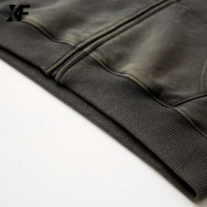 XUFEI Original <strong>Designer</strong> OEM Custom Manufacturer Streetwear 400 Gsm 100% Cotton Embroidered <strong>Zip</strong> up Oversized Boxy Wash <strong>Hoodie</strong> Men - Product Image 5