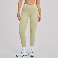 Pantalon de yoga transparent transfrontalier, taille élastique haute, couleurs assorties, écologique, longueur cheville, pour le sport et la course à pied
