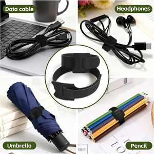 Attaches en nylon écologiques double face, auto-adhésives, à crochets et boucles, en forme de T, réglables, pour câbles - Product Image 5