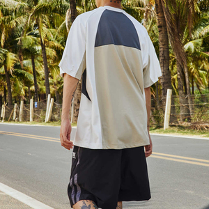 Người Đàn Ông Của Mùa Hè Nhanh Chóng Khô Thể Thao T-Shirt <span class=keywords><strong>Polyester</strong></span> Cotton Dài Tương Phản Khối Màu Sắc In Worested Ngắn Tay Áo Lưới Tấm - Product Image 4