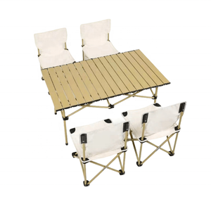 Ensemble de table et chaises pliantes pour le <span class=keywords><strong>camping</strong></span> en plein air, kit pour 4 personnes, bureau pour le <span class=keywords><strong>camping</strong></span>, la plage, le pique-nique, les voyages - Product Image 1