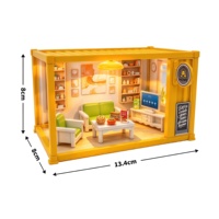 Set Bangunan Rumah Kontainer Miniatur DIY, Pajangan Ruangan dengan Furnitur dan Lampu, Mainan Peran untuk Anak-anak dan Dewasa