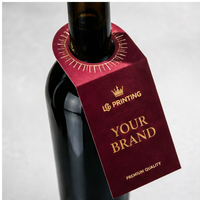 Étiquette suspendue pour bouteille, emballage personnalisé en boîte, boîte en papier pour bouteille de vin, emballage haut de gamme et promotion de la marque