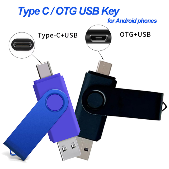 2 in 1 Type C Usb Stick Storage Chips Flash Storage Pendrive 128gb Ready to Ship Usb Flash Drive Otg Pendrive for Smartphones