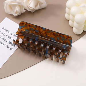 Yuxi jepit rambut cakar hiu asetat kebesaran Retro 11.5cm cakar rambut aksesoris gaya rambut persegi panjang minimalis jepit rambut geometris untuk anak perempuan - Product Image 2