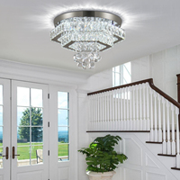 Moderne K9 Cristal LED Double Couche Plafonnier Lustre Élégant Pendentif Éclairage pour Chambre Salon Cuisine Couloir
