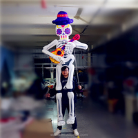 Costume de marche gonflable pour hommes, déguisement d'halloween, coupe squelette, gonflable avec éclairage led, pour la nuit
