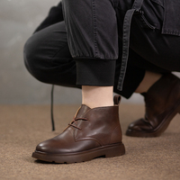 Sepatu bot pendek bertali kulit asli buatan tangan sepatu bot musim dingin lembut bertali untuk wanita grosir sepatu kustom pabrik