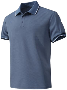 Camiseta polo de color sólido ultraligera para hombre, de secado rápido, transpirable y que absorbe el sudor, adecuada para fitness, gimnasio y correr. - Product Image 1