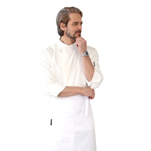 Chef Uniform Men Long Sleeve White Cotton Side Fastening Restaurant Workwear - Product Image 4