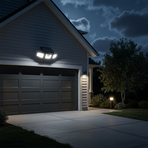 Lampe solaire murale intelligente à 74 LED réglable sur 3 modes, projecteur de sécurité LED extérieur pour cour, allée et escalier avec détecteur PIR. - Product Image 1