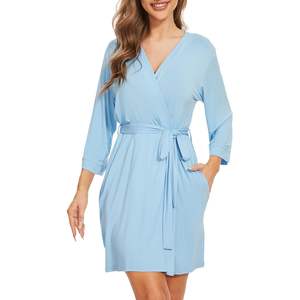 Bata Kimono Personalizada para Mujer, Manga 3/4, Suave, Viscosa de Bambú, Ropa de Dormir, Tallas S-XXL, Vestido Casual de Maternidad - Product Image 1