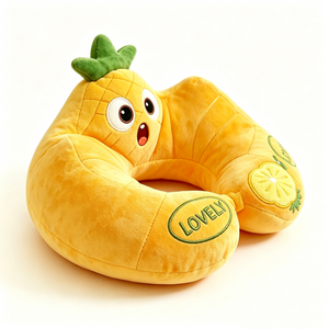 Almohada de Peluche de Piña Personalizada, Almohada Cervical de Fruta Tropical, Almohada de Viaje, Cojín en Forma de U de Piña Adorable - Product Image 4